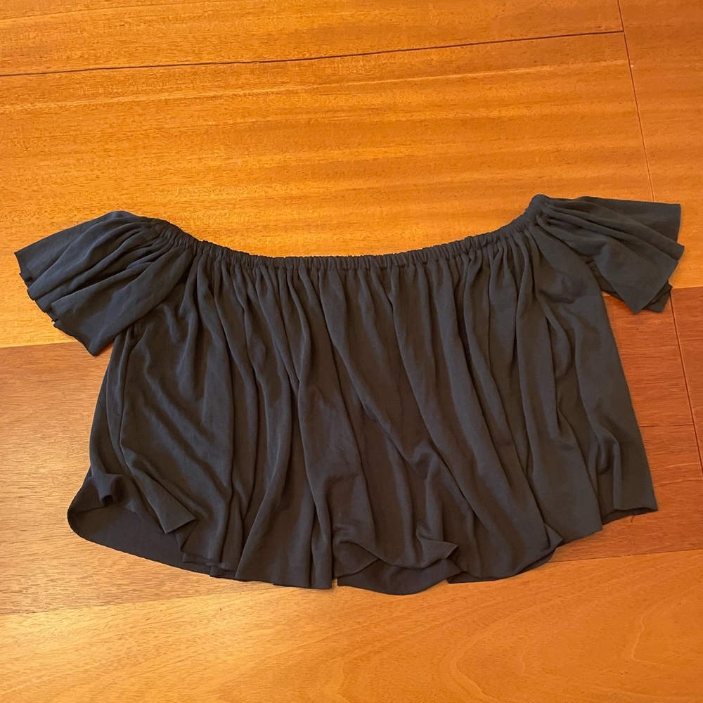 Black Off Shoulder Crop Top